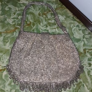 Vintage silver/gray micro-bead handbag